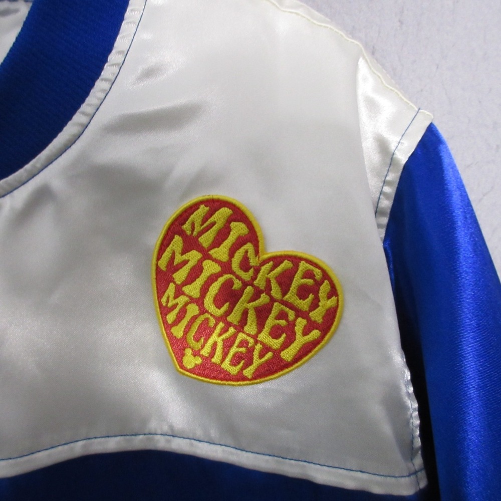 Disney Jacket Varsity Large Mickey Mouse Sunburst Cheer Zip Satin Blue Full Zip - Picture 3 of 9